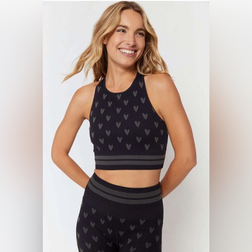 New Spiritual Gangster High Neck Jacquard Seamless Black Sports Bra M/L